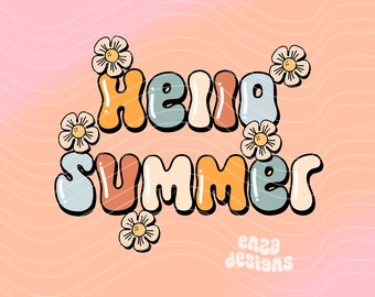 Hello Summer Png Shirt Design Digital Download, Summertime Png, Boho Summer Png, Summer Sublimation Design For Commercial Use, Trending Png