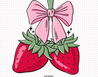 Kokette Erdbeeren Png, Valentinstag Kokette Png, Valentinstag Erdbeere Png Design Digitaler Download, niedliche Valentines Sublimation