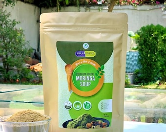 Organic Moringa Oleifera Soup On the Go with moringa leaf powder, herbs and spices