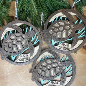 Meeresschildkröte Baumschmuck, Küstenweihnachten, Strandverzierungen, Meereslebensverzierungen