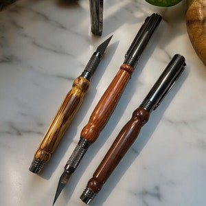Handgemaakte houten hobbymessen, ambachtelijke messen van exotisch hout, exact modellerend mes, knutselcadeau, cadeau schepper