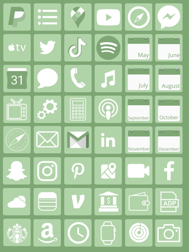 Green Aesthetic App Icons Etsy