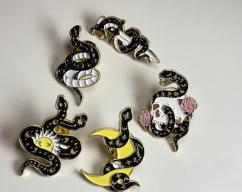 Snake Enamel Pin | Python Enamel Pin | Celestial Snake  Enamel Pin |