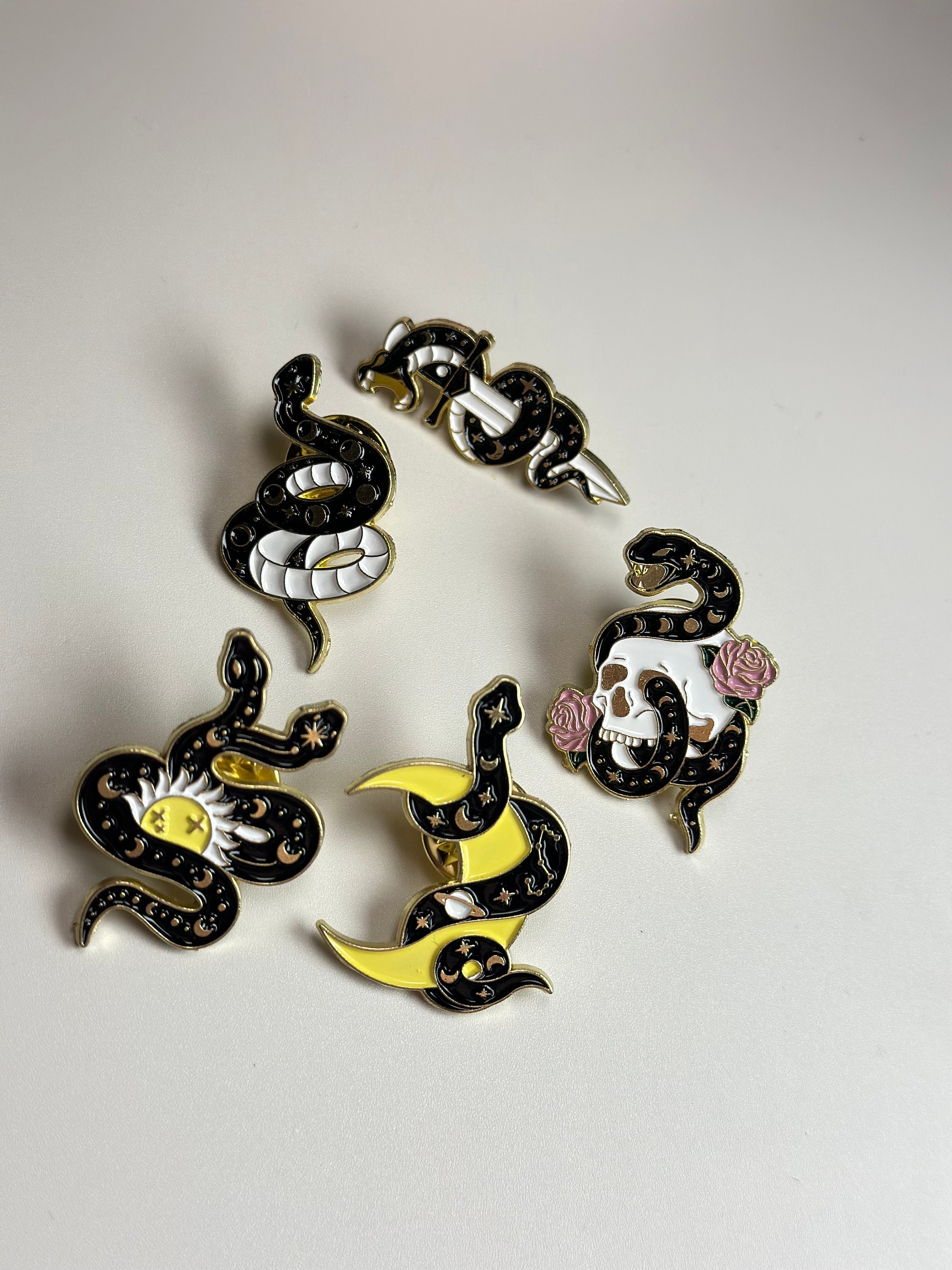 Snake Key Pin Snake Enamel Pin | Python Enamel Pin | Celestial Snake Enamel Pin | - Etsy