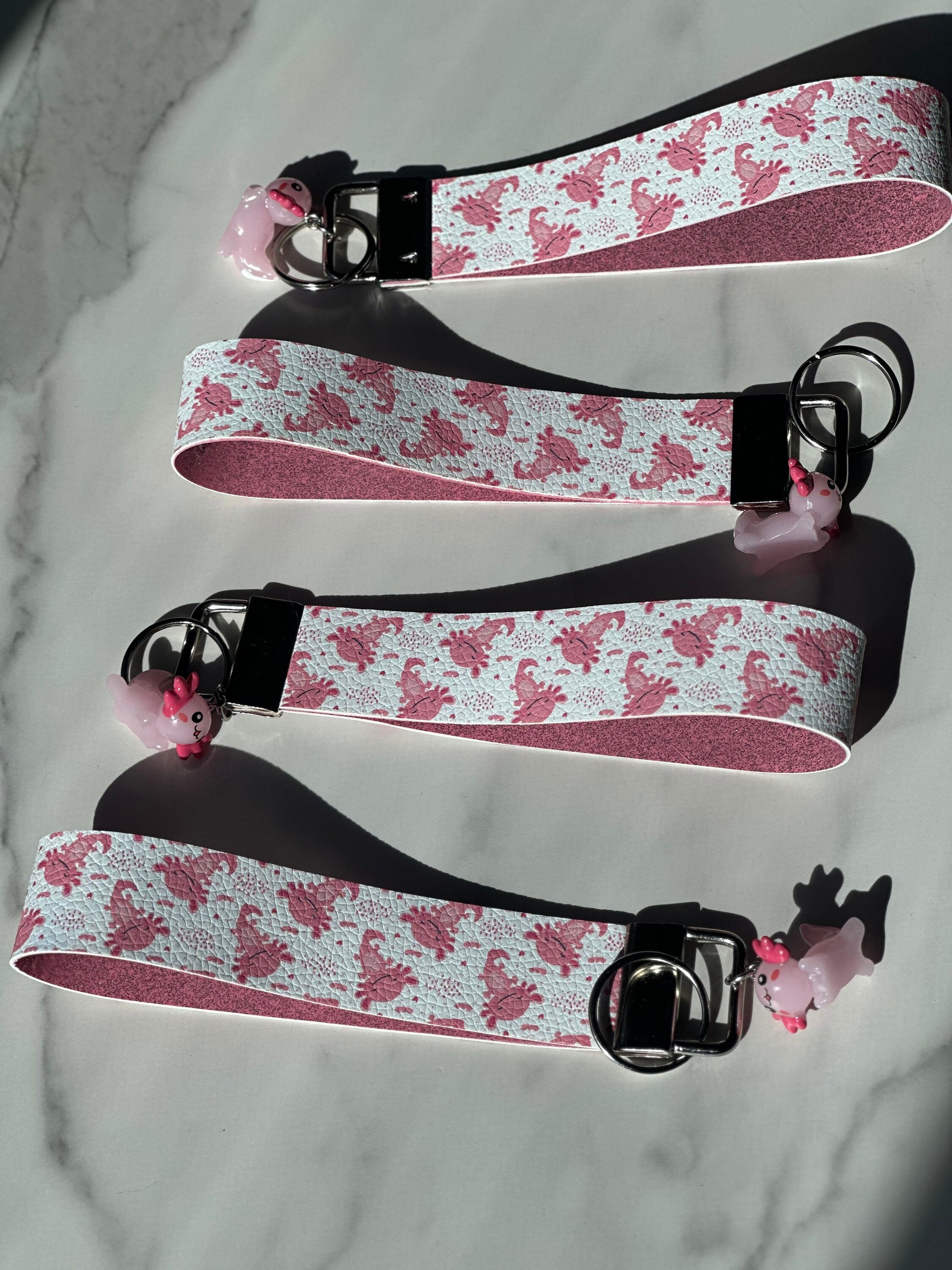 Faux Leather Axolotl Key Fob Wristlet | Axolotl Key Chain Holder ...