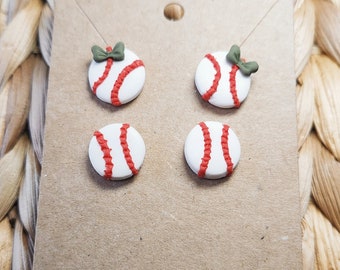 BaseBALLIN' Studs - Polymer Clay Baseballs - Handmade