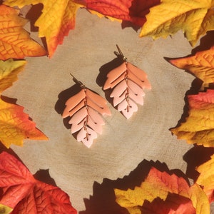 Boho Ombre Fall Leaf Dangle Earrings Spooky, Halloween, Fall, Gifts, Boho Earrings Handmade, Hypoallergenic Polymer Clay Earrings image 1