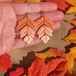 Boho Ombre Fall Leaf Dangle Earrings Spooky, Halloween, Fall, Gifts, Boho Earrings Handmade, Hypoallergenic Polymer Clay Earrings image 5