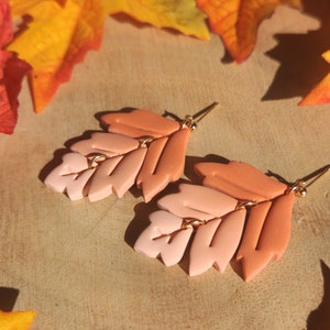 Boho Ombre Fall Leaf Dangle Earrings Spooky, Halloween, Fall, Gifts, Boho Earrings Handmade, Hypoallergenic Polymer Clay Earrings image 4