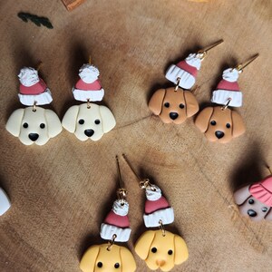 Beanie Pups Dog Earrings Christmas Handmade Polymer Clay Earrings image 3