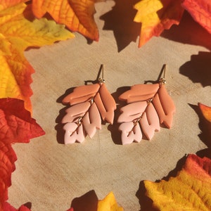 Boho Ombre Fall Leaf Dangle Earrings Spooky, Halloween, Fall, Gifts, Boho Earrings Handmade, Hypoallergenic Polymer Clay Earrings image 2