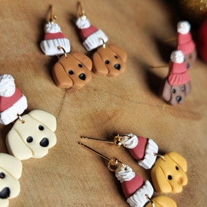 Beanie Pups Dog Earrings Christmas Handmade Polymer Clay Earrings image 6