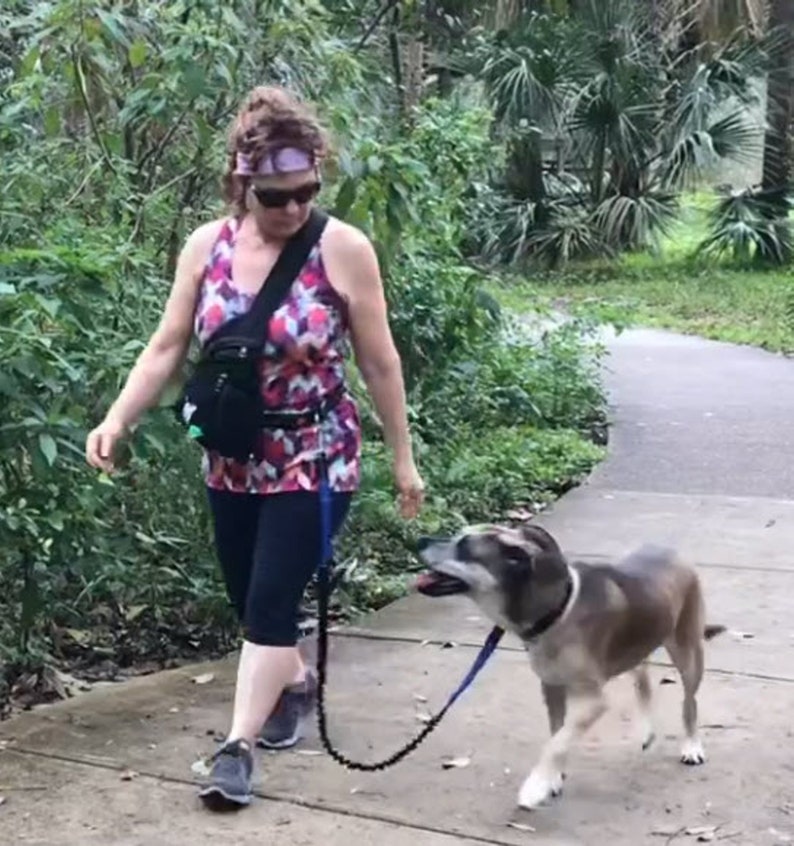 Hands free design for dog walking or jogging.  Pouch holds all your needs: dog treats, Poop Bags, water bottle, cell phone as well as keys and ID.  Design is lightweight, comfortable as well as waterproof.  Not recommended to submerge.