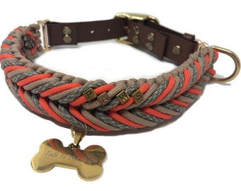Handmade Braided Paracord Dog Collar - Braided Rope Dog Collar - Aztec Dog Collar - Flea/Tick Deterrent Collar With Essential Oils