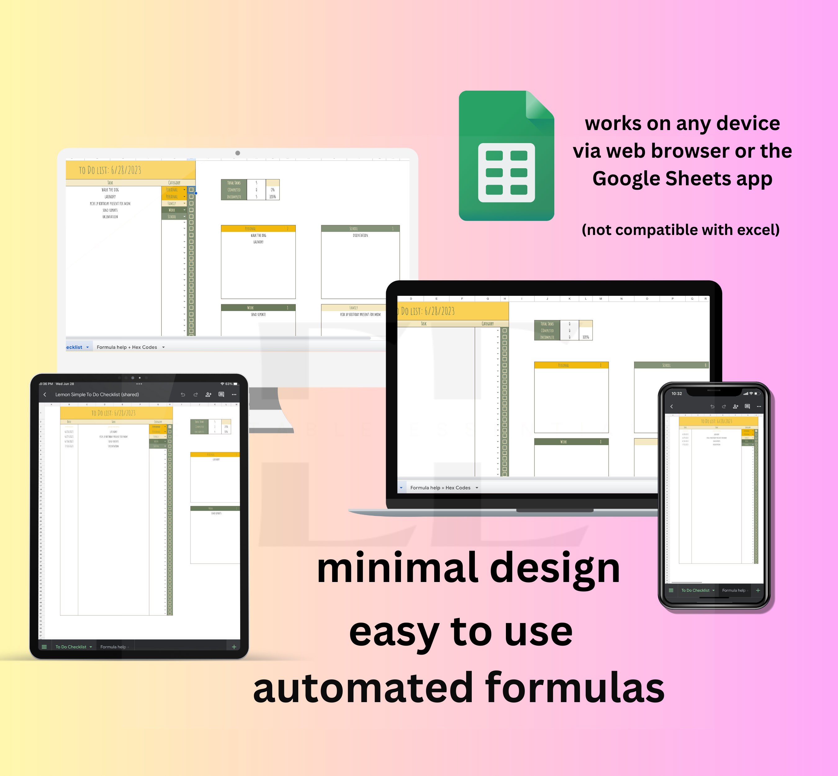 Lemon simple to do checklist google sheets google sheets template