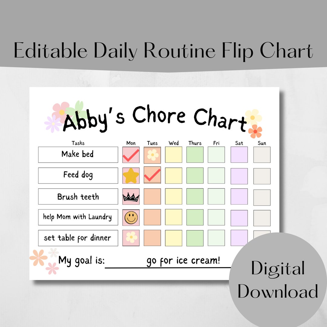 Editable Kids Chore Chart: Daily Routine Planner (digital Download) - Etsy