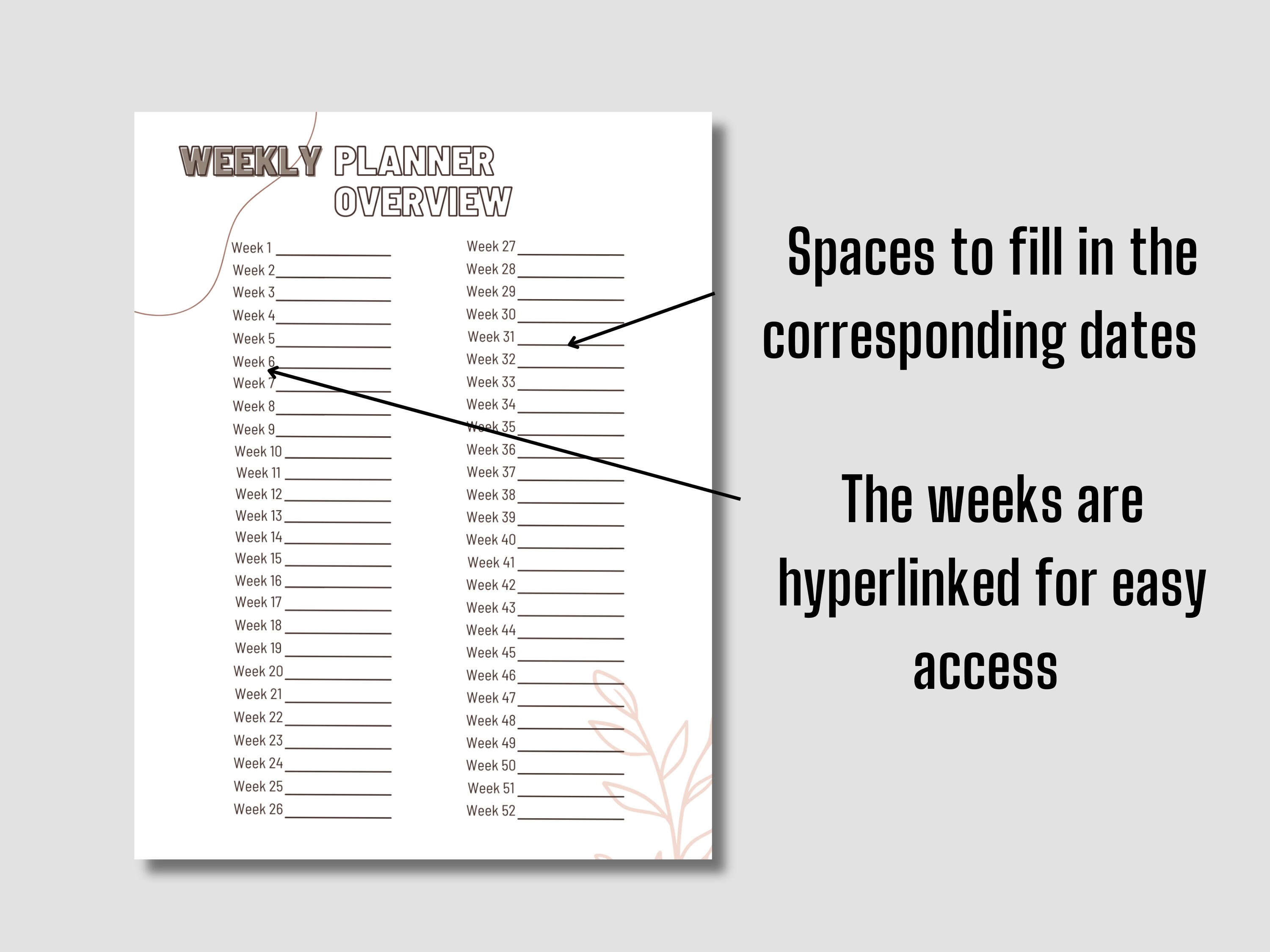 Undated Digital Weekly Planner Simple Modern Boho Planner - Etsy