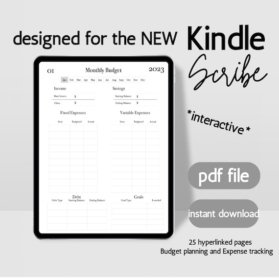 Kindle Scribe 2023 Financial Planner, Interactive Planner, Budget Planner,  Pdf Instant Download, Planner for Students, Work, Life, Goals 