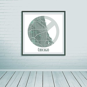 Chicago Y Minimalist Simple - Impresión del cartel del mapa de la ciudad de Chicago - Sin marco
