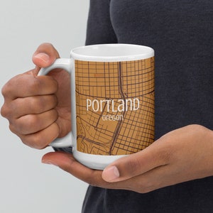 Personalized Custom Ceramic City Map Mug - Blue & Pink - Portland, OR or Your City - 15oz