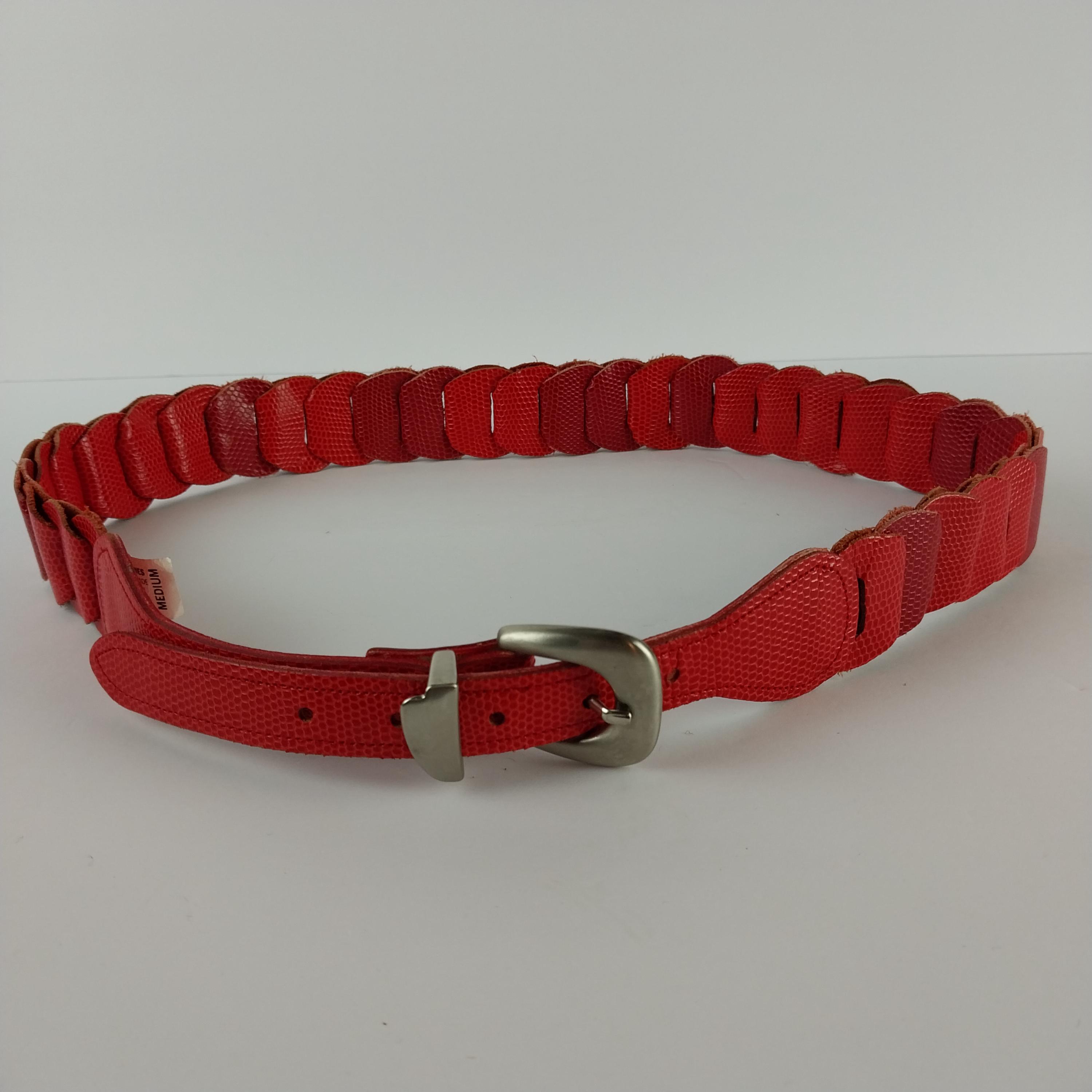 ‘Accessories by Pearl’ 1980s Vintage Red Leather Belt with Silver Buckle Vintage 80s Red Patent Leather Belt - Accessories by Pearl  main image 2