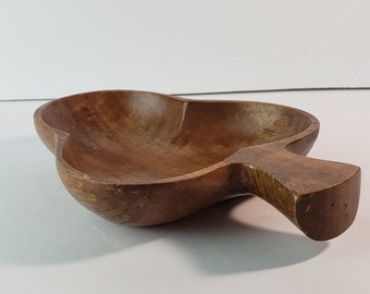 Vintage/Acacia Wood/Monkey Pod/Hand-Carved Clover/Trinket Bowl