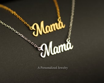 Dainty Mama Necklace in Sterling Silver, Gold, Mom Necklace, Perfect Gift for Mom, Mama Monogram, Minimalist Mama Necklace, New Mama