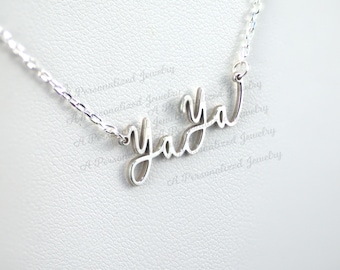 Dainty Yaya Necklace, Sterling Silver, Gold, Yaya Necklace, Gift