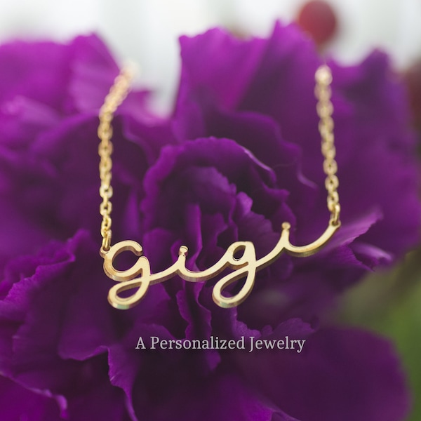 Dainty Gigi Necklace, Sterling Silver, Gold, Gigi Necklace, Gift for Grandma, Minimalist Gigi Monogram, Gift for New Nana, Mothers Day Gift