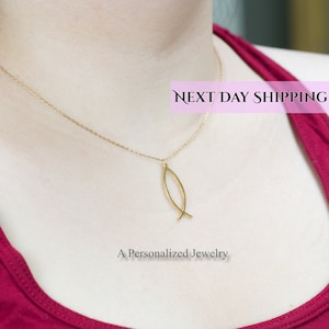 Ichthus Necklace, Sterling Silver Jesus Fish Symbol Pendant, Necklace, Ichthus Fish, Christian Ichthus Pendant, Gift for her, him, you.