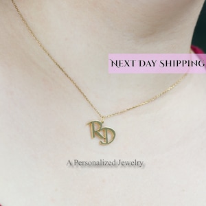 Double Letters Pendant, Two Initials Necklace,  Mothers necklace, Couples Initials, Gold initials, Personalized Initials gift , Gift for her