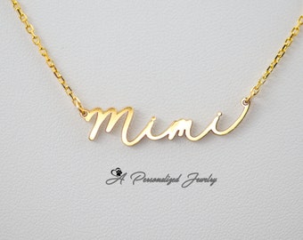 Dainty Mimi Necklace, Sterling Silver, Gold, Mimi Necklace, Gift for Grandma, Minimalist Mimi Monogram, Gift for New Nana, Mothers Day Gift