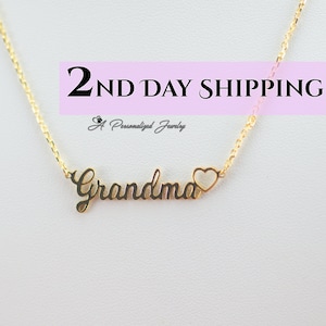 Dainty Grandma Necklace in Sterling Silver, Gold, Nana Necklace, Gift for Grandma, Minimalist Grandma Name, Christmas Gift for New Nana