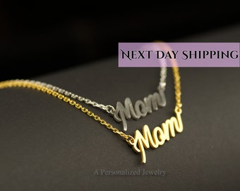Zierliche Mutter Halskette in Sterling Silber, Gold, Mutter Halskette, perfektes Geschenk für Mutter, Mutter Monogramm, minimalistische Mutter Halskette