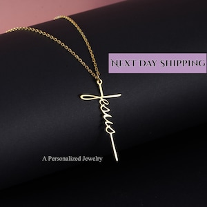 Sterling Silver Cross Necklace, Large or small Jesus Cross Pendant, Religious Jewelry Gift, Womens Christian Faith 925 Sterling Silver Cross