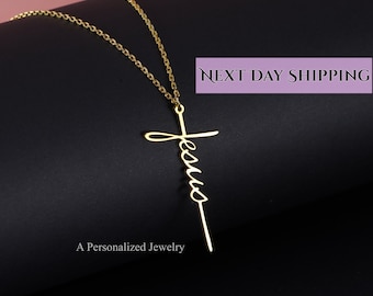 Sterling Silver Cross Necklace, Large or small Jesus Cross Pendant, Religious Jewelry Gift, Womens Christian Faith 925 Sterling Silver Cross
