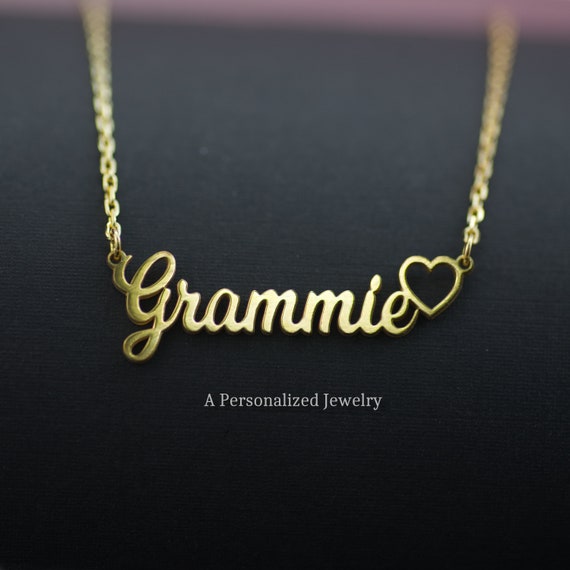 Dainty Grammie Necklace in Sterling Silver Gold Nana Necklace