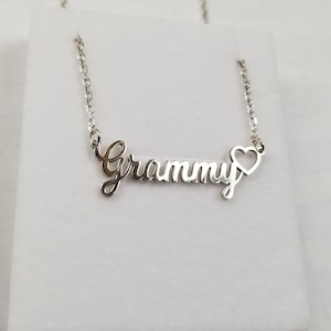 Minimalist Dainty Grammy Necklace, Sterling Silver, Gold, Mimi Monogram Pendant, Gift for Grandma, Christmas, Birthday Gift Mothers Day Gift