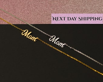 Zierliche Mutter Halskette in Sterling Silber, Gold, Mutter Halskette, perfektes Geschenk für Mutter, Mutter Monogramm, minimalistische Mutter Halskette