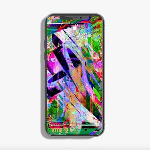 May include: A smartphone with a colorful abstract design as the wallpaper. The time is 12:34 and the date is Tuesday, September 12.