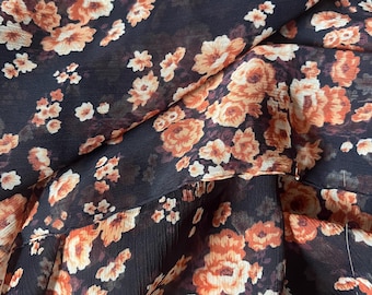 Floral Georgette Fabric Black and Pink