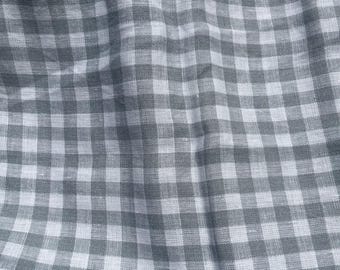 Gingham Light Blue and White Linen