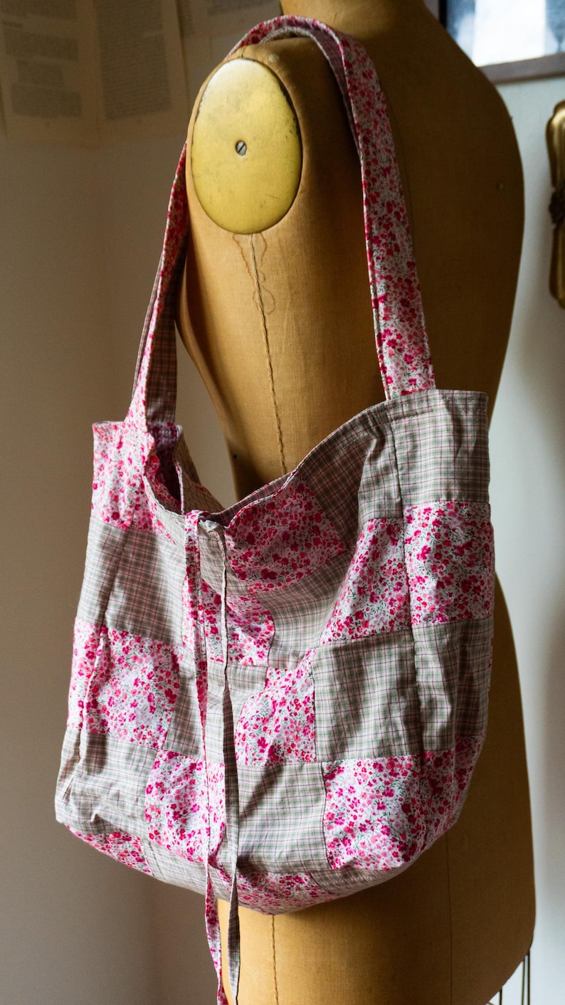 Handmade Patchwork Tote – Lined Everyday Bag for Market, Books & Daily Essentials zdjęcie 1