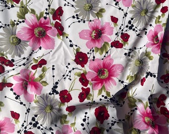 Floral light white printed fabric deadstock Joann Fabric Destash