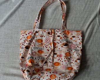 Coffee Themed Cotton Handmade Tote Bag
