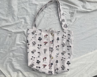 Mushroom Cotton Handmade Totebag Lined  With Pockets