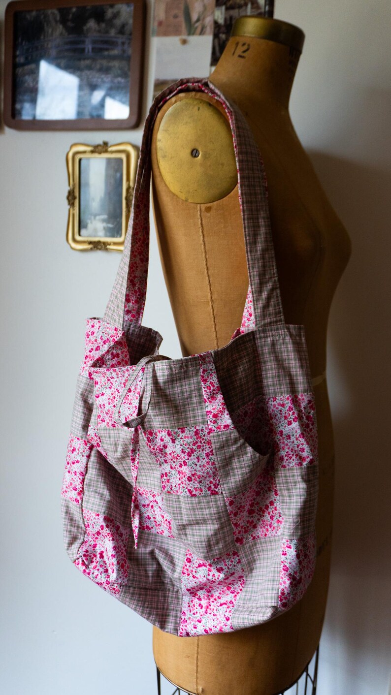 Handmade Patchwork Tote – Lined Everyday Bag for Market, Books & Daily Essentials zdjęcie 3