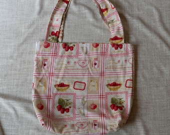Strawberry themed Handmade Canvas Cotton Tote Bag
