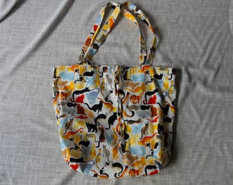 Cat Themed Cotton Handmade Tote Bag