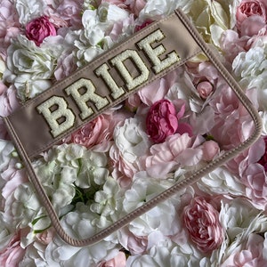 BRIDE Transparent Clear Cosmetic Toiletry Bag Chenille Patch Pouch Hen Make Up Bag Travel Bag Snacks Gift For Her Stuff